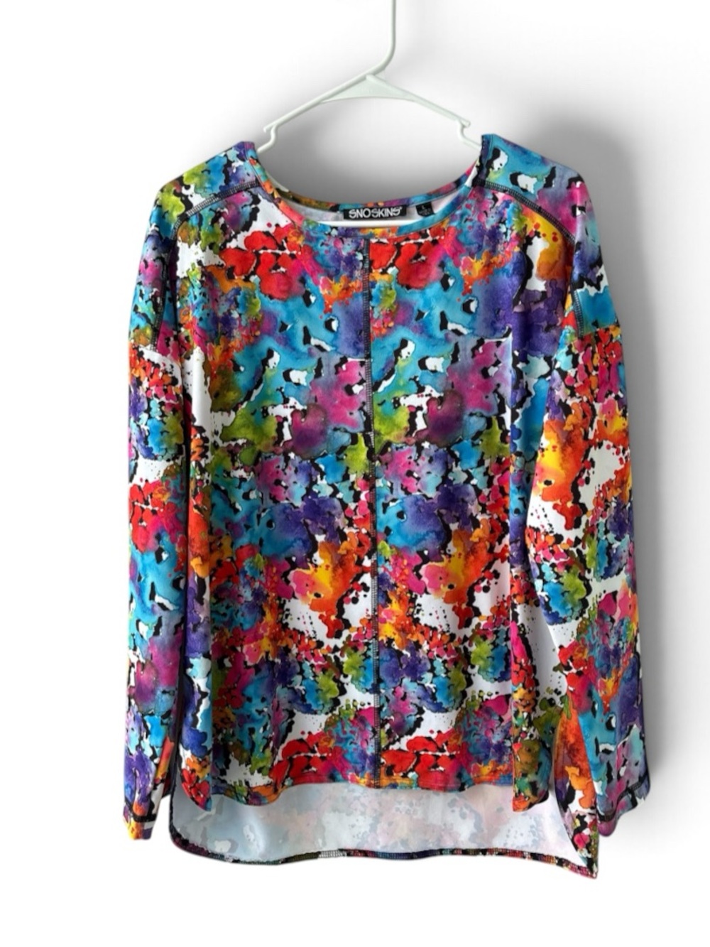 Sno Skins Watercolor Floral Abstract Long Sleeve Top Large